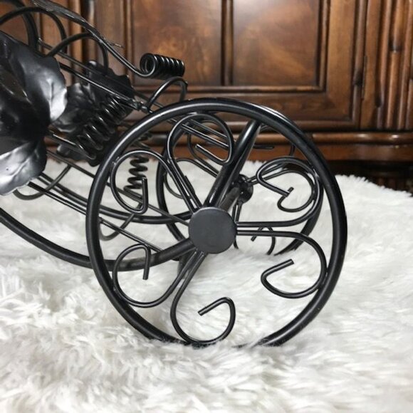 NWOT Black Metal Grapevine Scroll Wine Cart Display - Picture 7 of 9